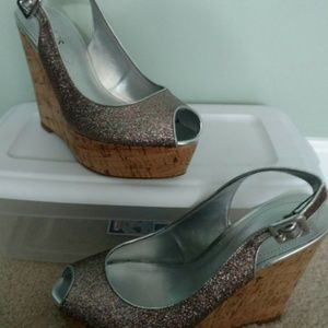 Guess slingback cork wedge